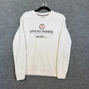 Jordan Sweatshirt Mens Small White Flight Club Official Member Crew Neck Fleece